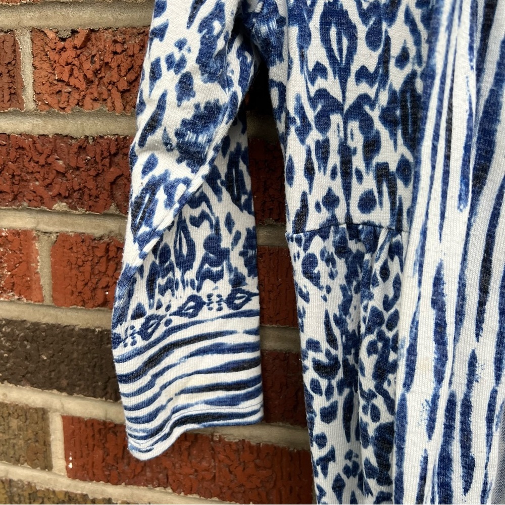 Dalia White And Blue Multi Patterned Cardigan Swe… - image 3